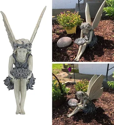 Produktbild von Gartendekoration Ornament sitzende Fee - magische Elfenfiguren - Harz Handwerk