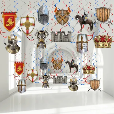 Image de 22 pièces de décorations pour fêtes médiévales - Thème chevaliers