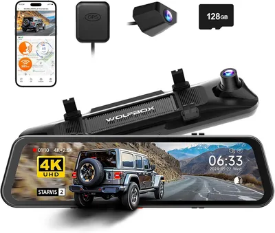 Immagine prodotto di Wolfbox G900Pro | Dashcam con specchietto retrovisore touch screen WiFi da 12 MP