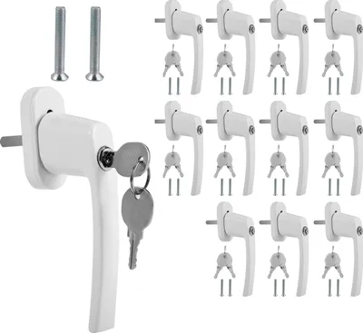 Produktbild von EINFEBEN Fenstergriff Fensterschlösser Abschließbar  Aluminium Fensterschloss inkl. 24 Schlüssel Kindersicherung Fenstersicherung Terassentürgriff  mit Schloss 35cm