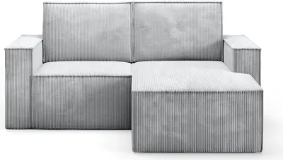 Produktbild von BETTSO klassisch Kord gepolstertes Ecksofa für Wohnzimmer ORTO Grau Recht