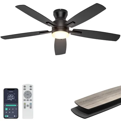 Deckenventilator mit Licht, 132 cm, schwarz, Fernbedienung/App, dimmbar, leise