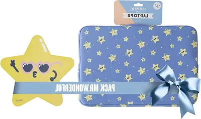Productafbeelding van Laptophoes en muismat - Accessoireset - Bescherming en comfort - Origineel design - Tot 16 inch - Sterren