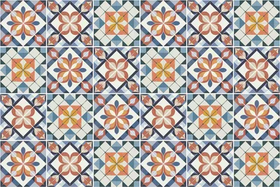 Produktbild von Fliesenaufkleber 15x15 cm – 24 Stück – Selbstklebend – Wasserfest – Pflegeleicht – Hitzebeständig – Für Küche & Bad – Gemustertes Vintage-Mosaik