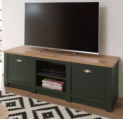 Produktbild von TV-Lowboard "Norwich" grün Eiche Landhaus TV Unterteil 152 x 51 cm