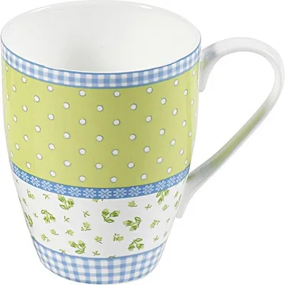Produktbild von Kaffeebecher 'Lilly' aus Porzellan, 300ml, Mixdesign, grün/blau (1 Stück)