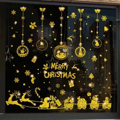 Produktbild von Fensterbilder Weihnachten Selbstklebend, Fensterbild Weihnachten Wiederverwendbar, Statisch Haftende Schneeflocken Winterdeko, Weihnachtsdeko Fensterbilder für Tür Schaufenster Vitrinen