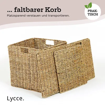 Obrázek produktu pro Lycce policová vložka LAKE, koš tkaný z mořské trávy úložný koš 35 l (33 x 33 x 33 cm), barva: přírodní