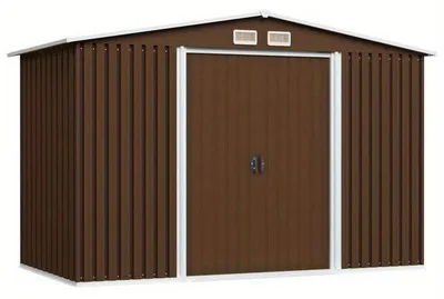 Obrázek produktu pro Zahrada – Zahradní domek – Úložný prostor – Ocel – 257 x 205 x 178 cm – Hnědá barva – Odolný vůči povětrnostním vlivům