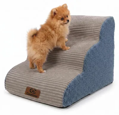 Image de Escalier pour chien, 3 marches, 40 cm de hauteur, couleur grise