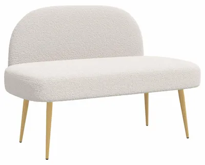 Produktbild von Gepolsterte Bank mit Rückenlehne Creme 110 x 60 x 76 cm Bouclé