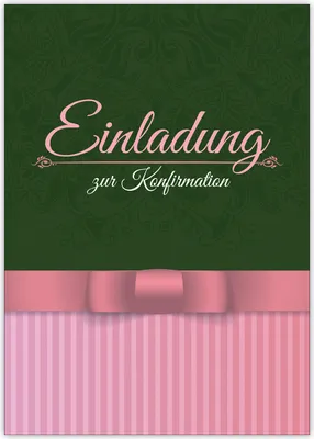 Produktbild von 4x Klassische elegante Einladung zur Konfirmation in grün, rosa