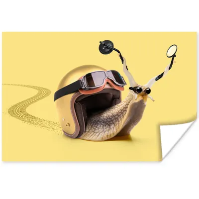 Produktbild von MuchoWow® Poster Schnecke - Tiere - Helm - Gelb - Spiegel 60x40 cm - Schlafzimmerdekoration
