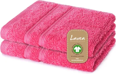 Produktbild von Lavea® 2er Set Seiftuch 30x30 cm, Seiftücher & Waschlappen Bali aus Baumwolle Frottee, pflegeleicht, 100% GOTS Baumwolle, Rhabarber