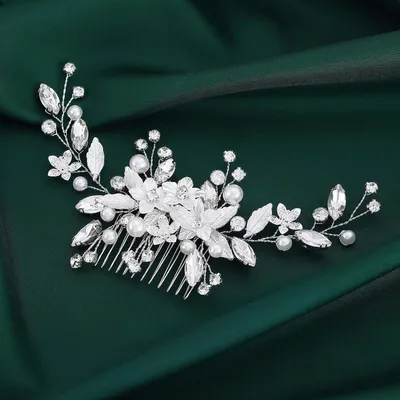 Produktbild von Fairvir Braut Hochzeit Haarkämme Blume Kristall Kopfschmuck Blatt Haarschmuck für Frauen und Mädchen