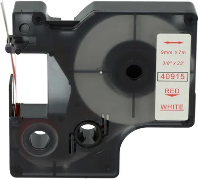 Produktbild von vhbw Schriftband-Kassette kompatibel mit Dymo LabelManager 100, 210D, 120P, 300, 200, 260P, 280, 100 Plus, 160 Etiketten-Drucker 7m x 9mm Rot auf Weiß