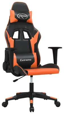 Produktbild von vidaXL Gaming-Stuhl mit Massagefunktion Schwarz und Orange Kunstleder