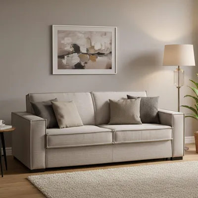Produktbild von Schlafsofa Addolorata, 3-Sitzer-Sofa, 100%  Italy, Wohnzimmersofa mit drehbarer–ffnung, aus gepolstertem Stoff, mit schmalen Armlehnen, Cm 200x95h90, Turteltaube