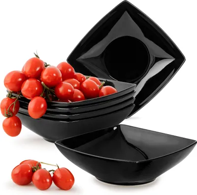 Produktbild von Konsimo Suppenteller EPIRI 6-tlg. quadratisch und Spülmaschinen- und Mikrowellengeeignet, Schwarz, Keramik, MODERN, 17x17cm