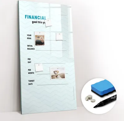 Produktbild von Magnetpinnwand Memoboard - Zubehörsatz - Schwarzer Marker + Schwamm + Magnete - 60 x 120 cm - Finanzplaner