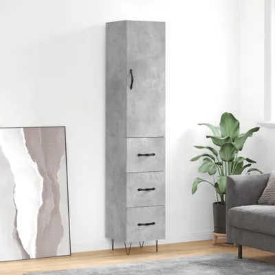 Produktbild von vidaXL Highboard Betongrau 34,5x34x180 cm Holzwerkstoff