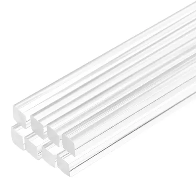 Acryl-Vierkantstäbe 8 mm x 200 mm, 8 Stück, transparent
