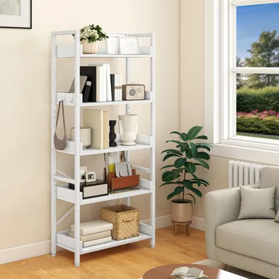 Produktbild von YITAHOME Offenes Bücherregal mit 5 Ebenen, schmal und hoch aus Metall mit 4 Hake