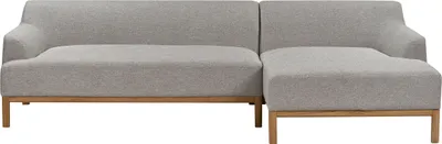 Produktbild von BELIANI 3-Sitzer Ecksofa Grau Stoffbezug mit Chaiselounge Links Armlehnen Niedrige Rückenlehne Tiefe Sitzfläche Hohe Holzbeine Skandi Wohnzimmer
