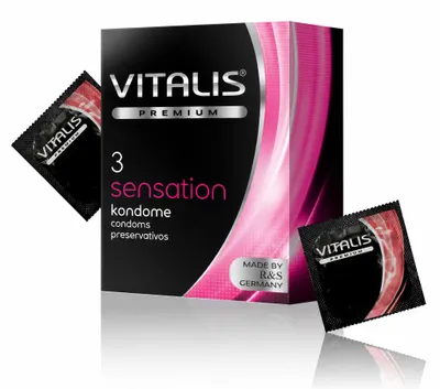 Produktbild von Vitalis PREMIUM Sensation - 3 Kondome mit 3-in-1 Effekt, KI-generiertes Bild