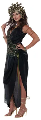 Produktbild von Medusa-Kostüm Damen y, Gr. M-L, Schwarz, Halloween, Fasching, Karneval