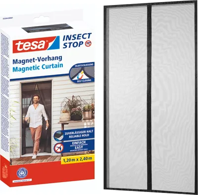 Produktbild von tesa Insektenschutz Tür Magnetvorhang Balkon ohne Bohren 1,2 x 2,4 m