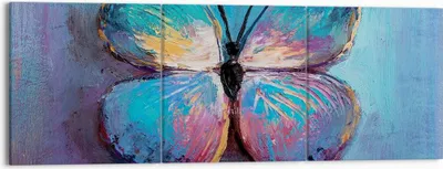 Produktbild von Bild auf Leinwand - Leinwandbild - 3 Teile - Handschriftlich Schmetterling Blau - 150x50cm - Wand Bild - Wanddeko - Wandbilder - Leinwanddruck - Bilder - Wanddekoration - Leinwand bilder CA150x50-4470