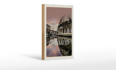 Produktbild von Holzschild Reise 12x18cm Grimaud France Panorama Bild Geschnenk