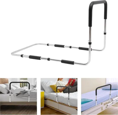 Immagine prodotto di Sponda/supporto per letto - Maniglia/maniglia per letto - Regolabile in altezza - 90×51×46-56 cm - Acciaio ad alto tenore di carbonio - Per anziani e persone con difficoltà motorie - Nero