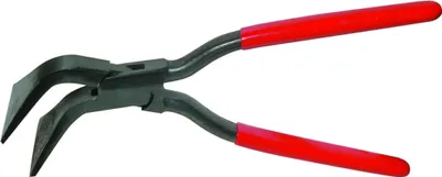 Obrázok produktu pre STUBAI špeciálne skladacie kliešte 45° ohnuté s krabicovým kĺbom, robustné čeľuste so šírkou 18 mm, hĺbka zasunutia 50 mm, červený plastový poťah, 660 g,  Austria, Art. 282101