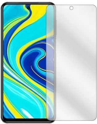 A clear screen protector is shown next to a smartphone with a colorful wallpaper.