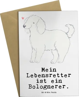 Produktbild von Mr. & Mrs. Panda Glückwunschkarte Bologneser Lebensretter - Weiß - Geschenk, Grußkarte, osterkarte, Grußkarten, weihnachtskarten, hochzeitskarten