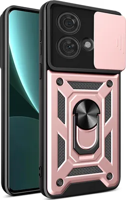 Produktbild von Hülle für Motorola Edge 40 Neo mit Ring Ständer Halter Dia Kameraschutz TPU PC Hybrid Handyhülle Roségold