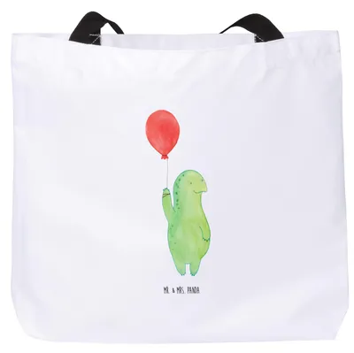 Produktbild von Mr. & Mrs. Panda Schultasche Schildkröte Luftballon - Weiß - Geschenk, Einkaufstasche, Schildkröten, Ballon, Jahrmarkt, Tasche, Motivationsspruch, Strandtasche, Tote Bag