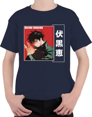 Produktbild von Megumi Fushiguro Jujutsu Kaisen Anime Manga Fan Geschenk Poster Uni Kinder T-Shirt, Navy, 140
