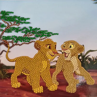 Immagine prodotto di Biglietto d'arte in cristallo Simba e Nala 18x18 cm