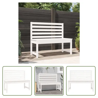 Produktbild von The Living Store Gartenbank Weiß 109 cm Massivholz Kiefer