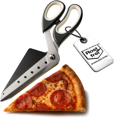 Produktbild von Pizzaschneider 27 cm, Edelstahl Schneideblätter, Integrierter Pizzawender, für Partys