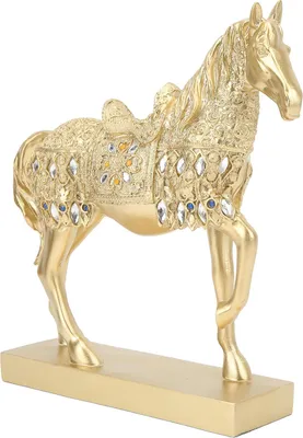 Image de Golden Horse Decor Animal Art Horse Figurine and Statue Ornament for Home Office