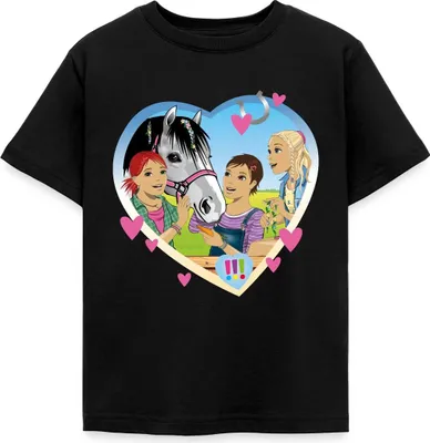 Produktbild von Spreadshirt Die Drei Ausrufezeichen Einsatz Im Pferdestall Kinder T-Shirt, 122/128 (7-8 Jahre), Schwarz