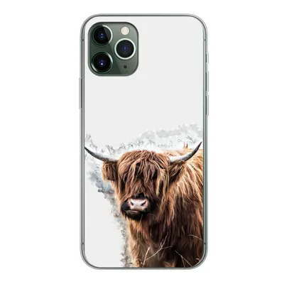 Produktbild von MuchoWow® Handyhülle Schutzhülle Hülle für iPhone 11 Pro Schottischer Highlander - Farbe - Grau Silikon Softcase Handy Hülle - Handy