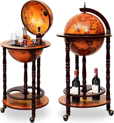 Produktbild von GOPLUS Globusbar Tischbar Hausbar Globus Bar Dekobar Cocktailbar Weltkugel, Weinregal mit Rollen, Flaschenregal Servierwagen