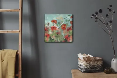 Produktbild von Coloray Hodiny Unikátní 30x30 cm  Tiché hodiny Pro obývací pokoj a kuchyň Nástěnné hodiny Plátno Bílé ručičky hodin - Lidé v dešti