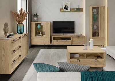 Produktbild von Wohnzimmer-Set Wohnwand Limbo 6-teilig Eiche Artisan teilmassiv