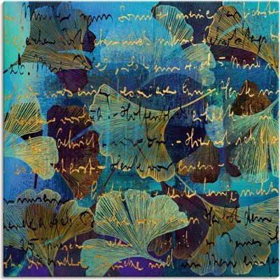 Produktbild von ARTland Leinwandbild Ginko auf Blau Größe: 30x30 cm